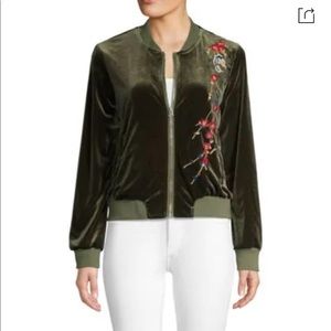 Driftwood Velvet Embroidered Bomber Jacket
